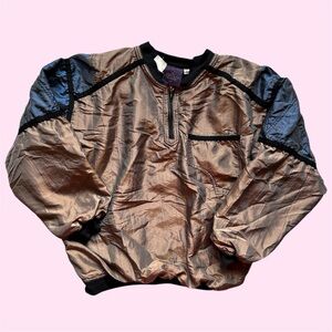 Vintage 90s Double Duty Metallic Iridescent 1/4 Zip Pullover Jacket Large